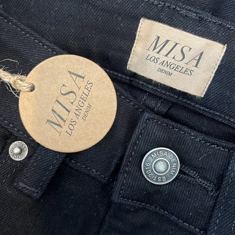 MISA Los Angeles The Super Star Crop Flare Jeans Black - Picture 10 of 10